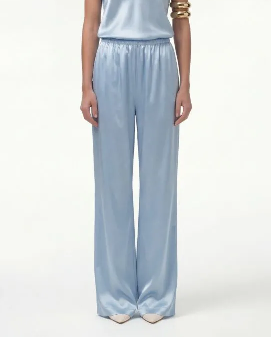 Błękitne spodnie z jedwabiu Flow