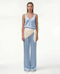 Błękitne spodnie z jedwabiu Flow - Image #1