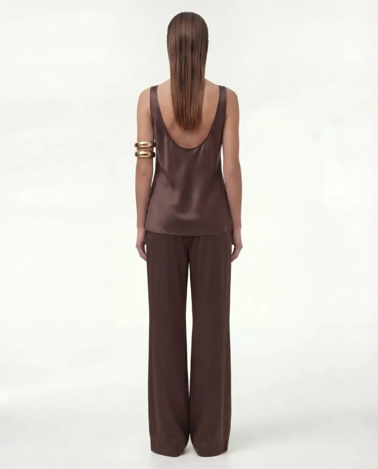 Czekoladowe spodnie z jedwabiu Flow - Image #2