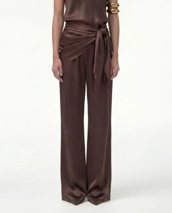 Czekoladowe spodnie z jedwabiu Flow - Image #0