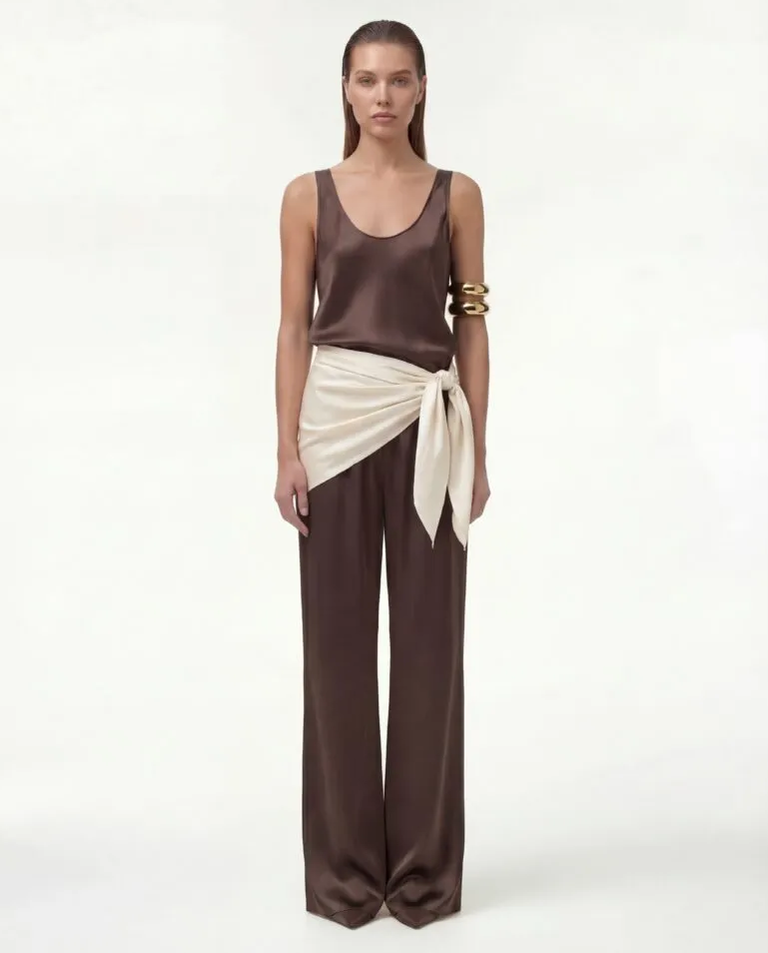 Czekoladowe spodnie z jedwabiu Flow