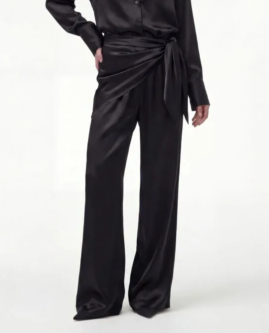 Czarne spodnie z jedwabiu Flow