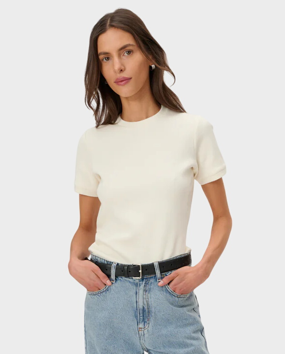 Bawełniany t-shirt ecru Fellow