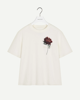 T-shirt z nadrukiem Cream Flower - Image #4