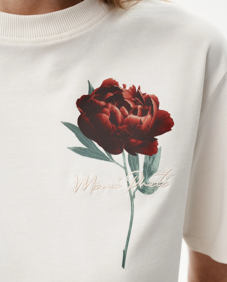 T-shirt z nadrukiem Cream Flower - Image #2