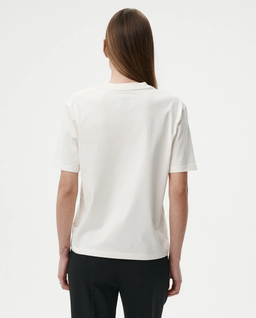 T-shirt z nadrukiem Cream Flower - Image #3