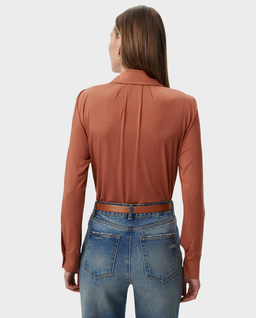 Ceglasta koszula z kołnierzykiem Amelie - Image #2