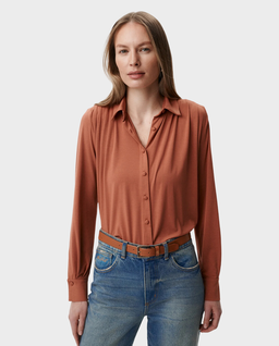 Ceglasta koszula z kołnierzykiem Amelie - Image #0
