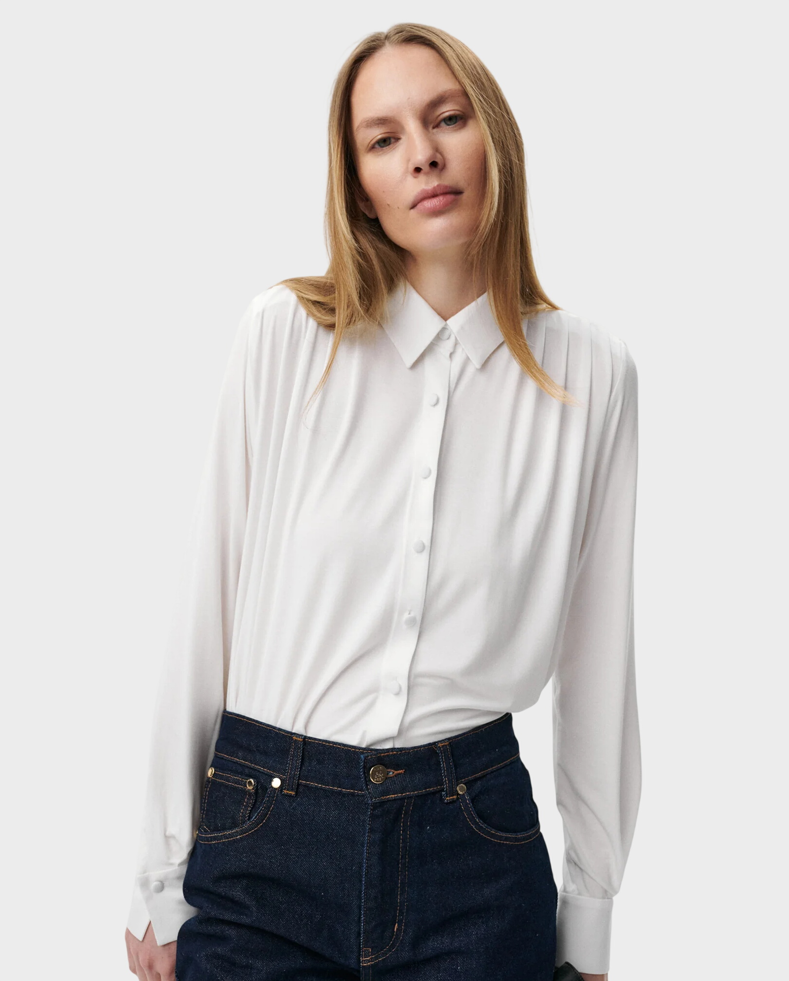 Biała koszula z kołnierzykiem Amelie - Image #0