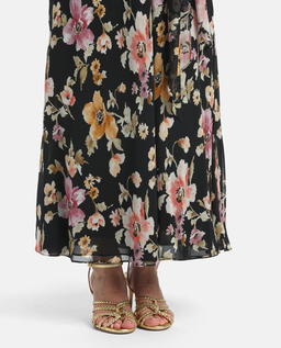 Czarna sukienka w kwiaty Panneggio - Image #4