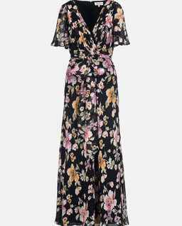 Czarna sukienka w kwiaty Panneggio - Image #5
