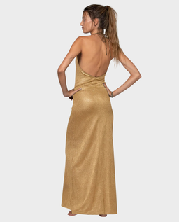 Złota sukienka z wyciętymi plecami Gala - Image #1