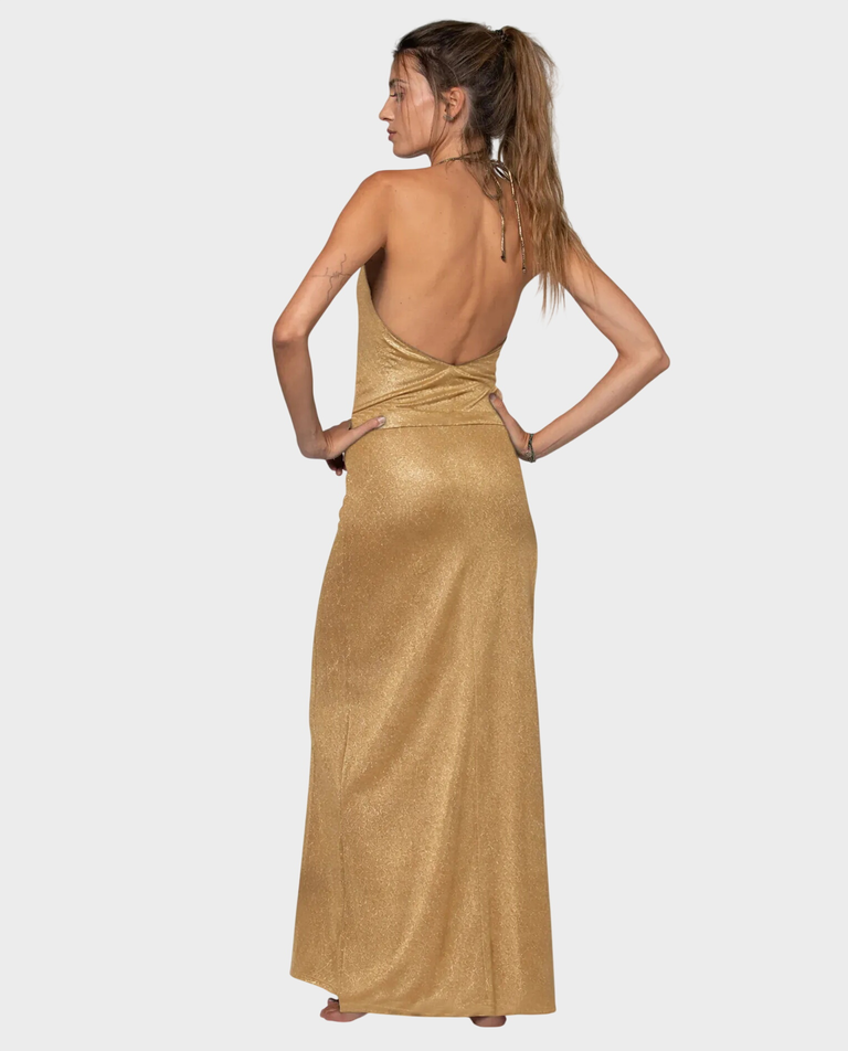 Złota sukienka z wyciętymi plecami Gala - Image #1