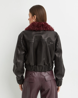 Czarna skórzana kurtka Cie - Image #3