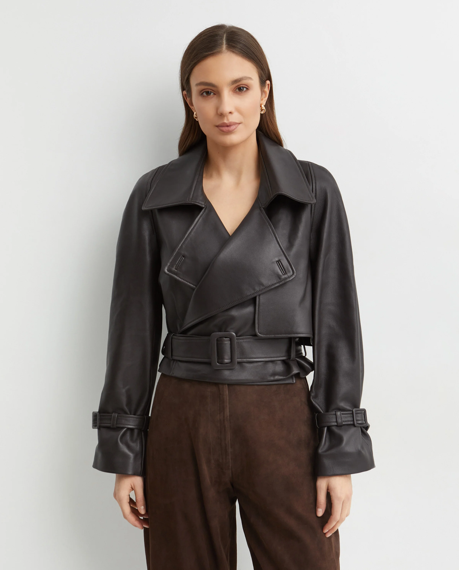 Brązowa skórzana kurtka Hatti - Image #0