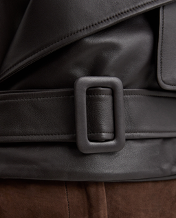 Brązowa skórzana kurtka Hatti - Image #4