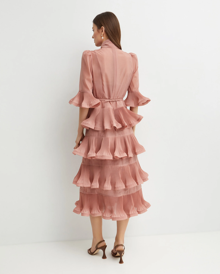 Ciemnoróżowa sukienka z falbanami - Image #3