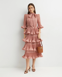 Ciemnoróżowa sukienka z falbanami - Image #2