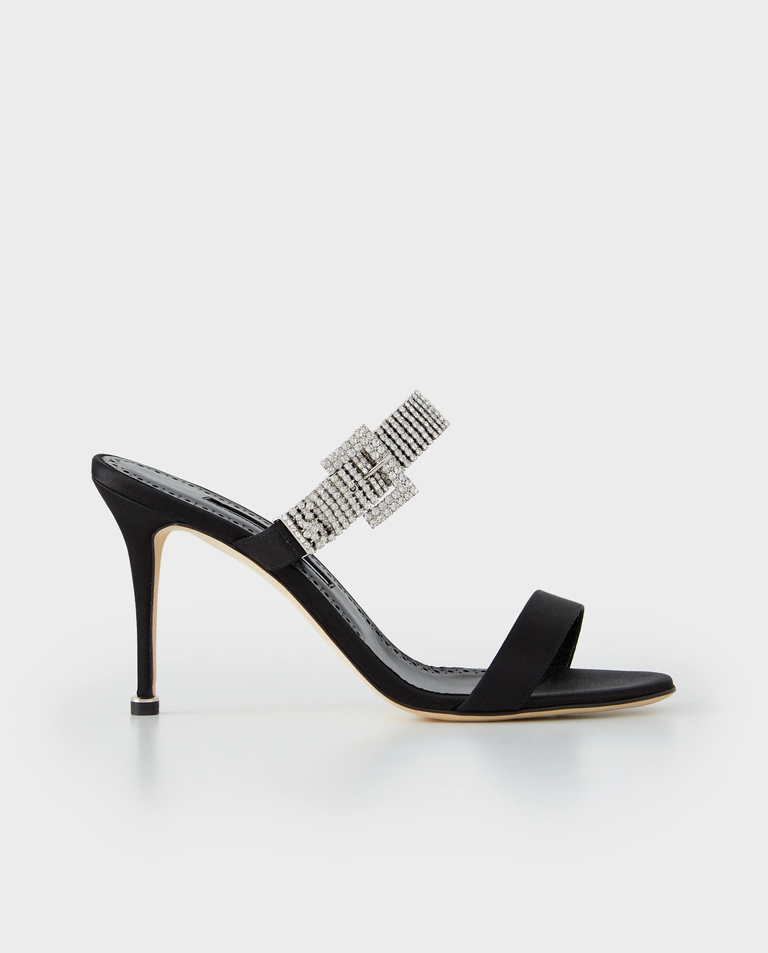 Czarne klapki na szpilce Fibolta 90