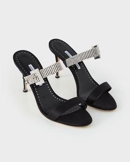 Czarne klapki na szpilce Fibolta 90 - Image #2