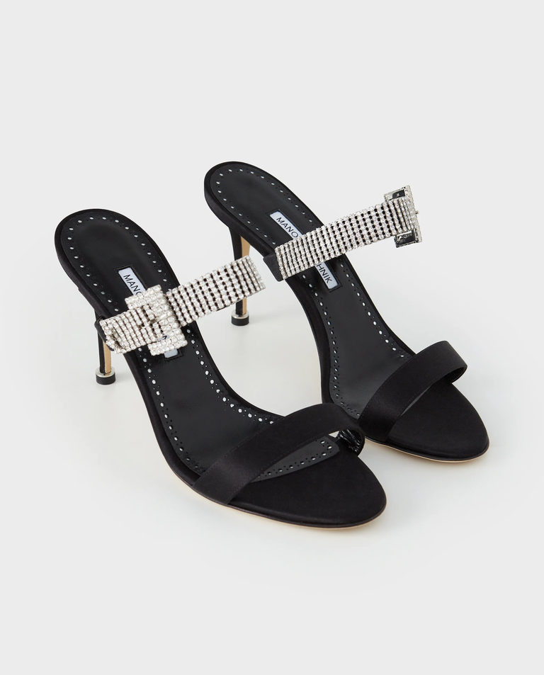 Czarne klapki na szpilce Fibolta 90 - Image #2