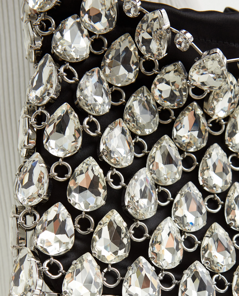 Srebrno-czarna kryształowa mini torebka - Image #5
