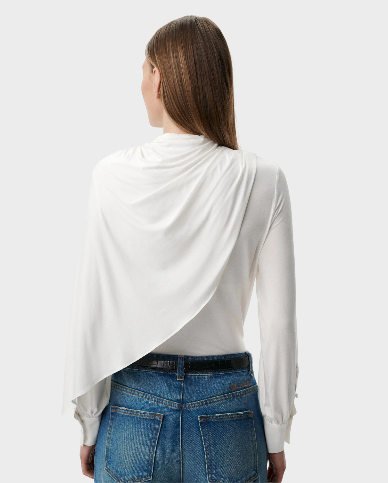 Biała bluzka z szarfą Maris - Image #2