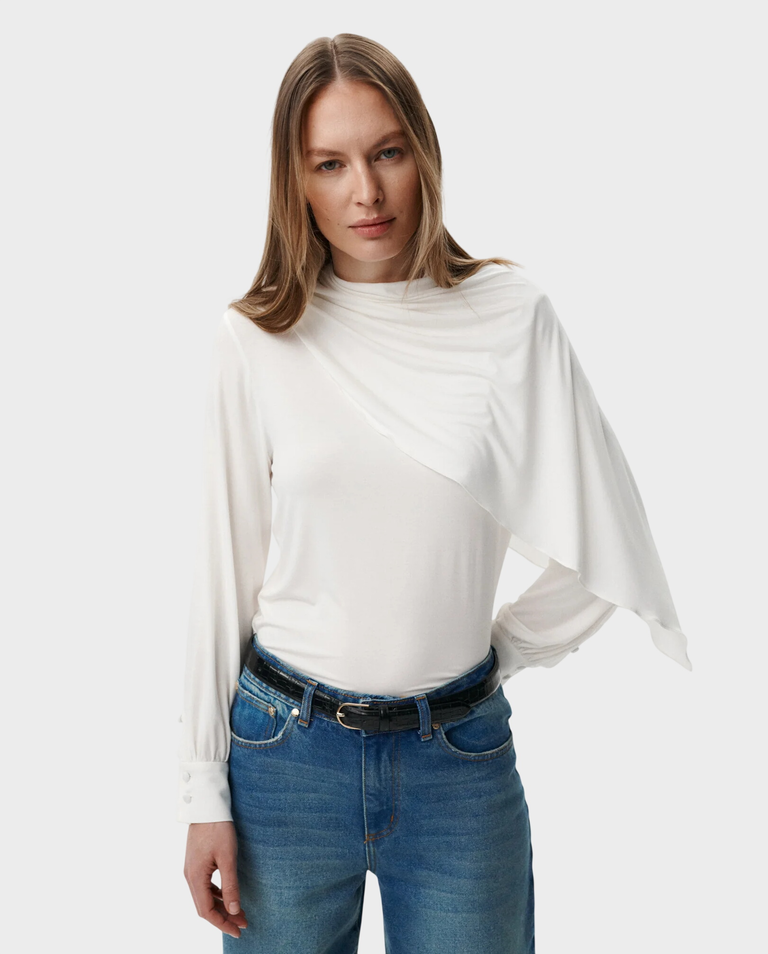 Biała bluzka z szarfą Maris