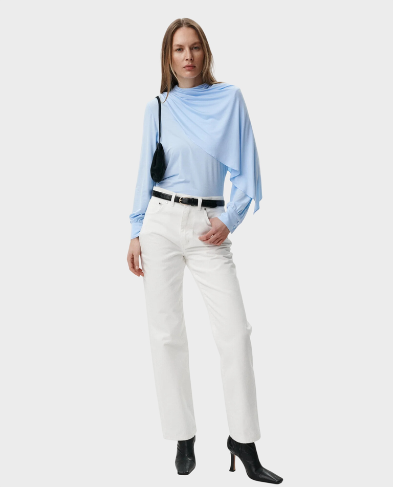 Niebieska bluzka z szarfą Maris