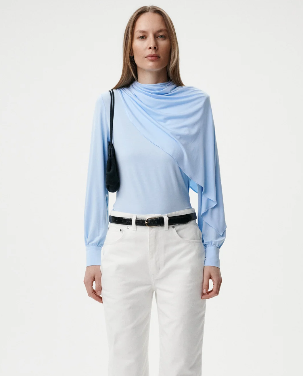 Niebieska bluzka z szarfą Maris - Image #2