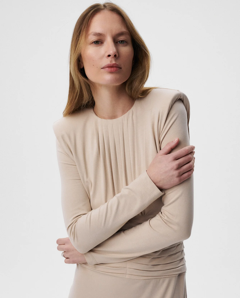 Beżowa midi sukienka Deluna II