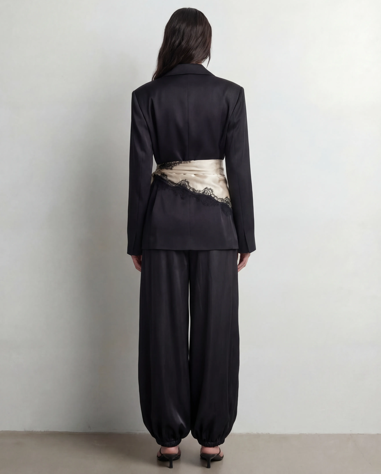 Czarne spodnie z jedwabiu Balloon - Image #3