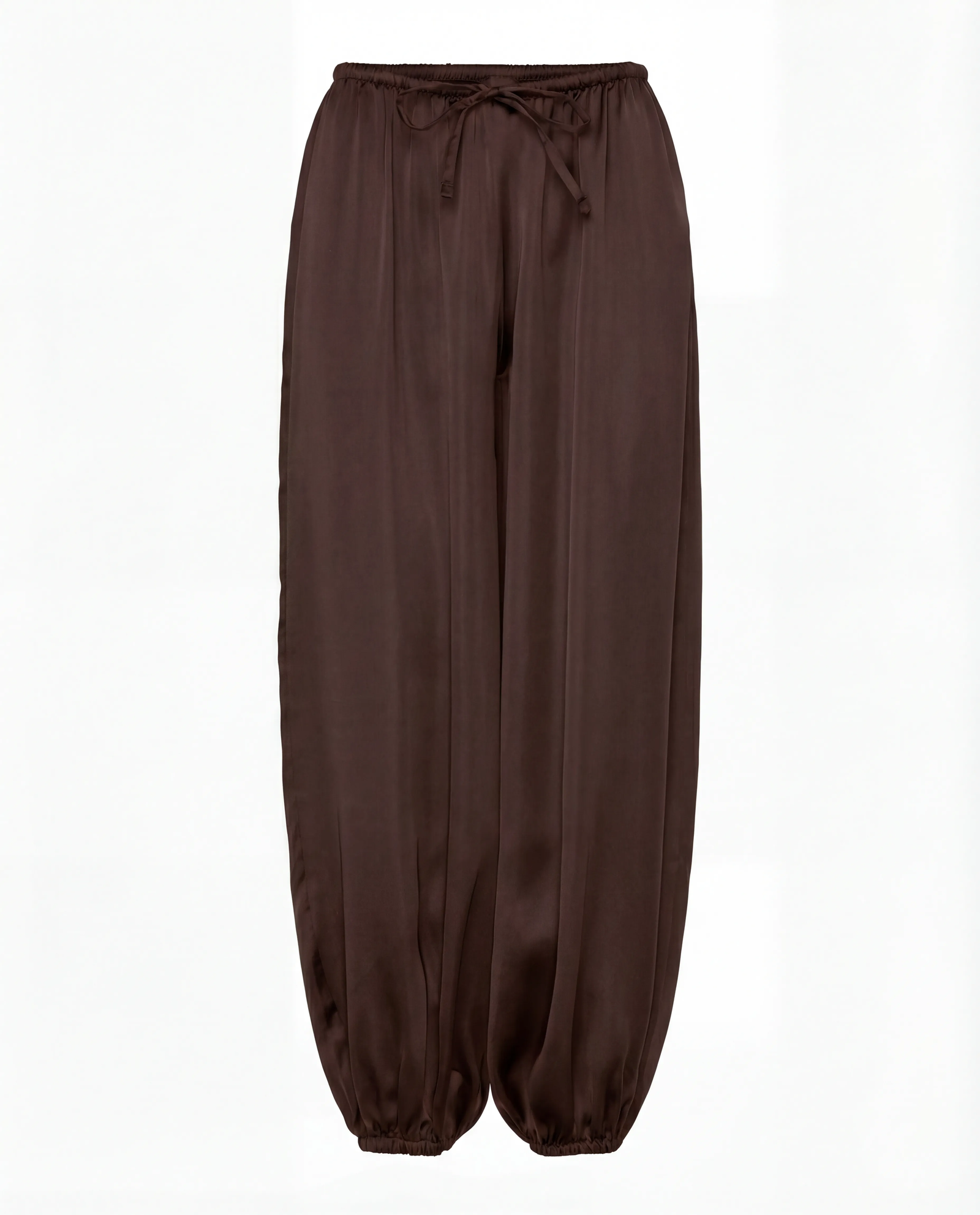 Czekoladowe spodnie z jedwabiu Balloon - Image #3