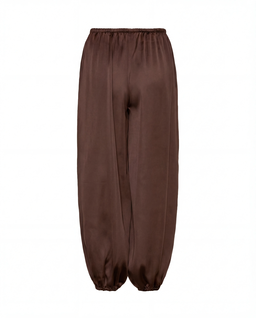 Czekoladowe spodnie z jedwabiu Balloon - Image #4