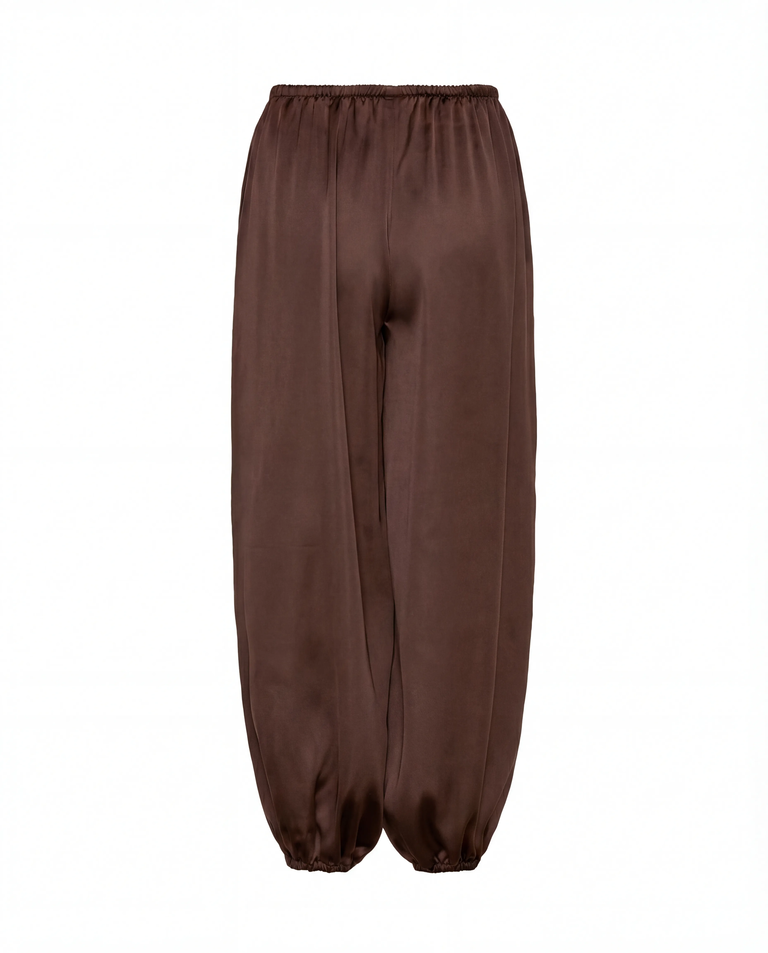 Czekoladowe spodnie z jedwabiu Balloon - Image #4