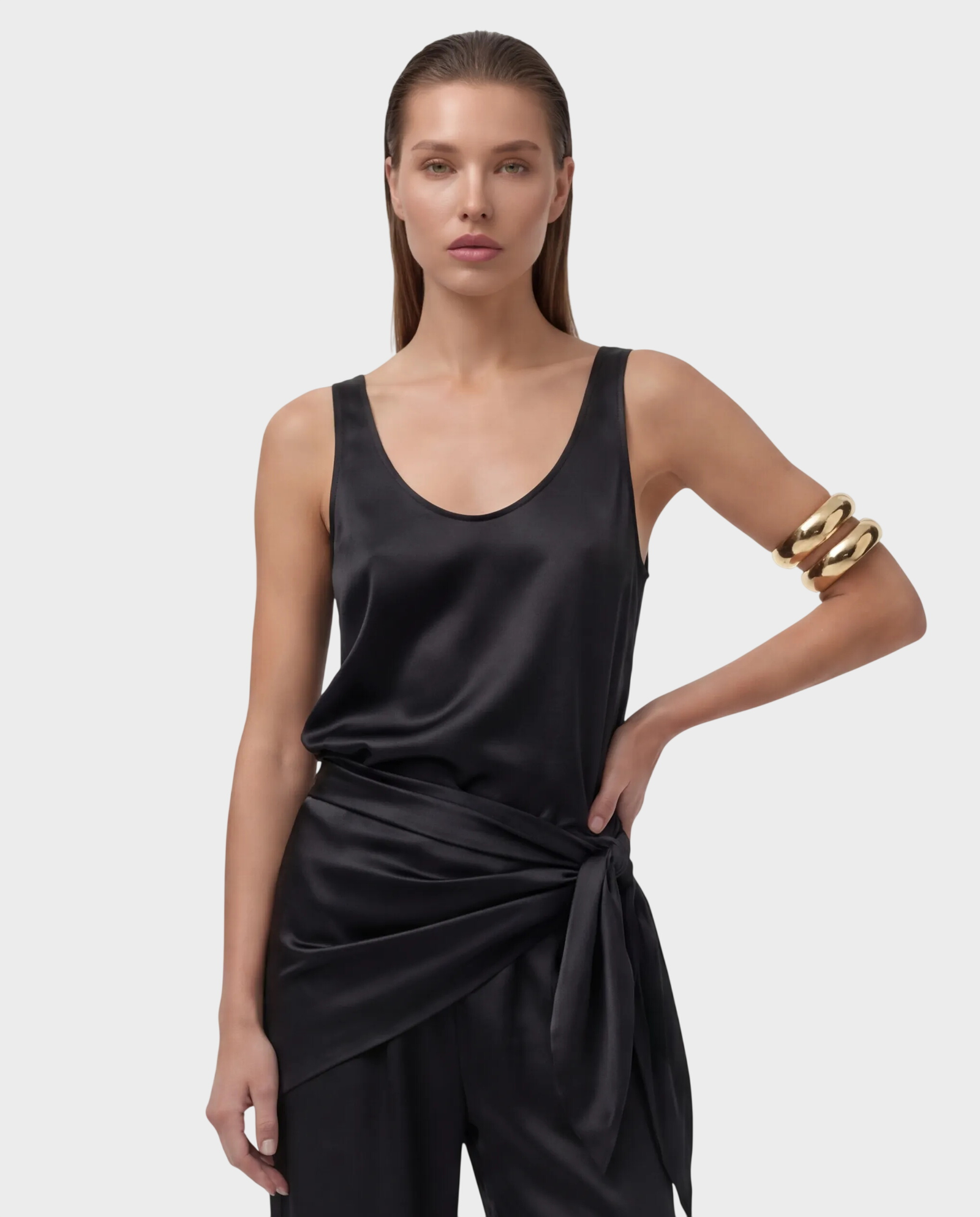 Czarny top z jedwabiu Diane - Image #0