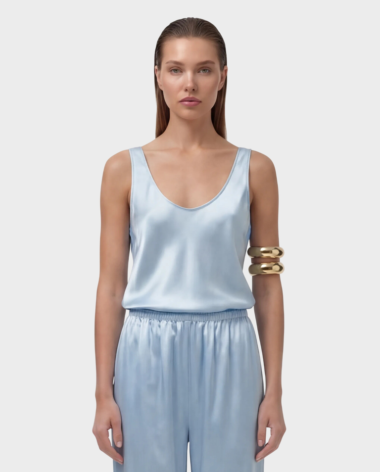 Błękitny top z jedwabiu Diane