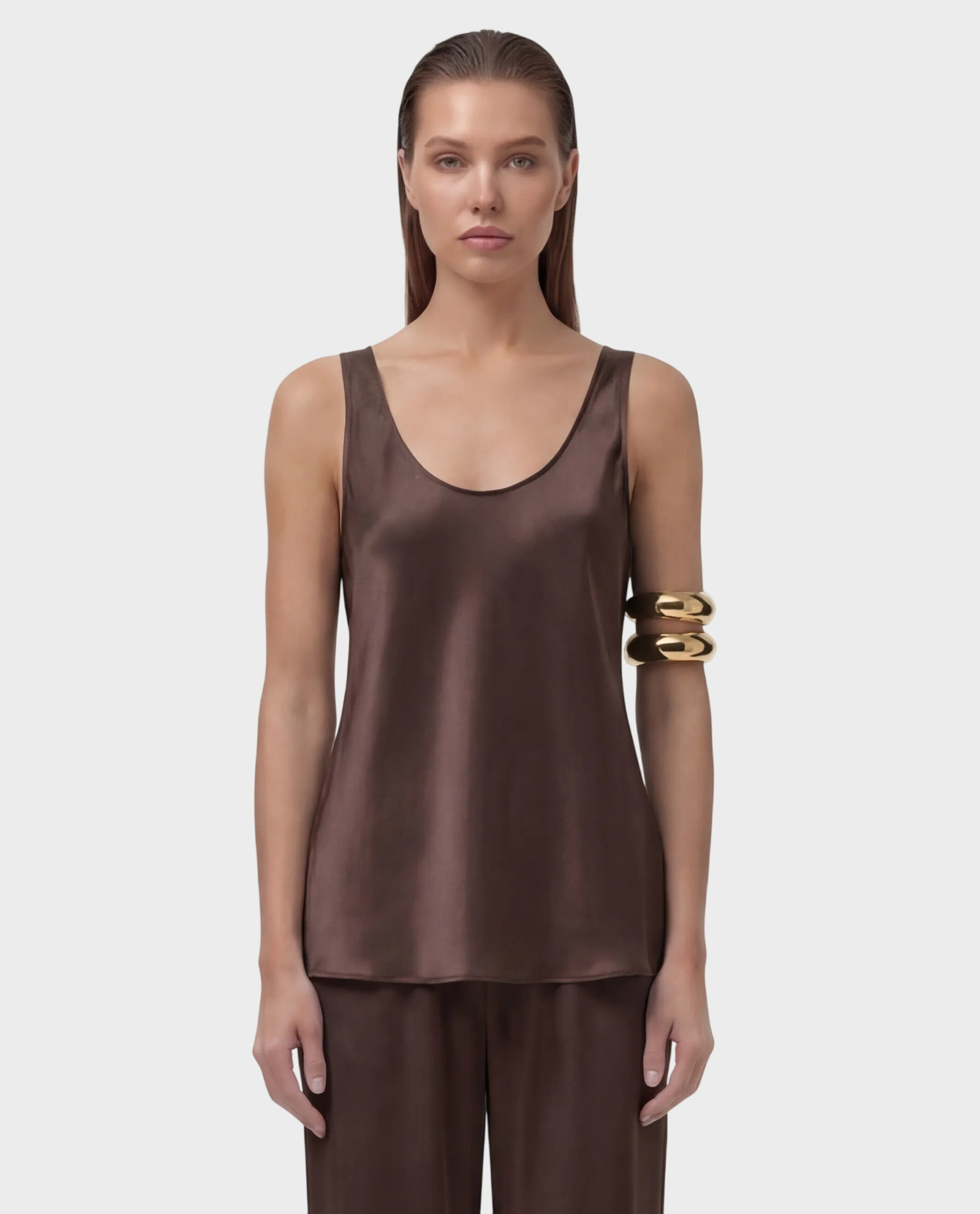 Czekoladowy top z jedwabiu Diane - Image #0