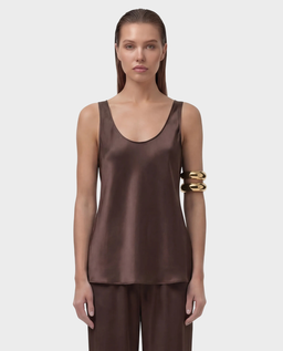 Czekoladowy top z jedwabiu Diane - Image #0