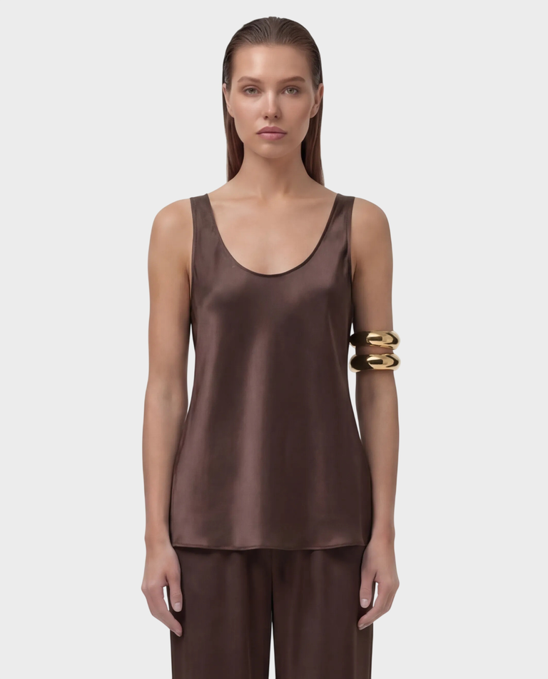 Czekoladowy top z jedwabiu Diane