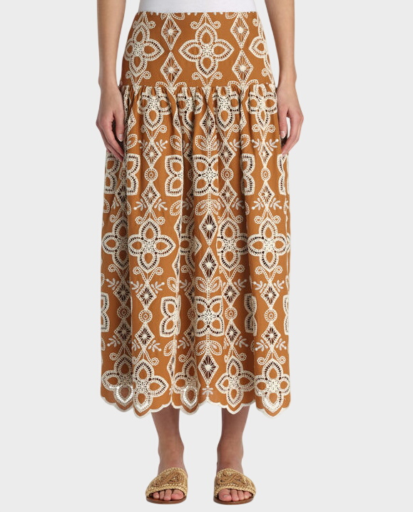 Brązowa haftowana spódnica Tabulato - Image #0