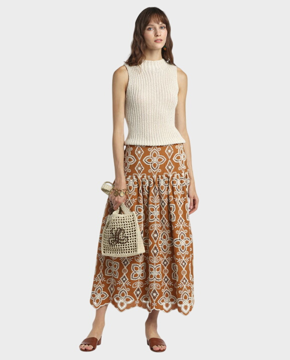 Brązowa haftowana spódnica Tabulato - Image #2