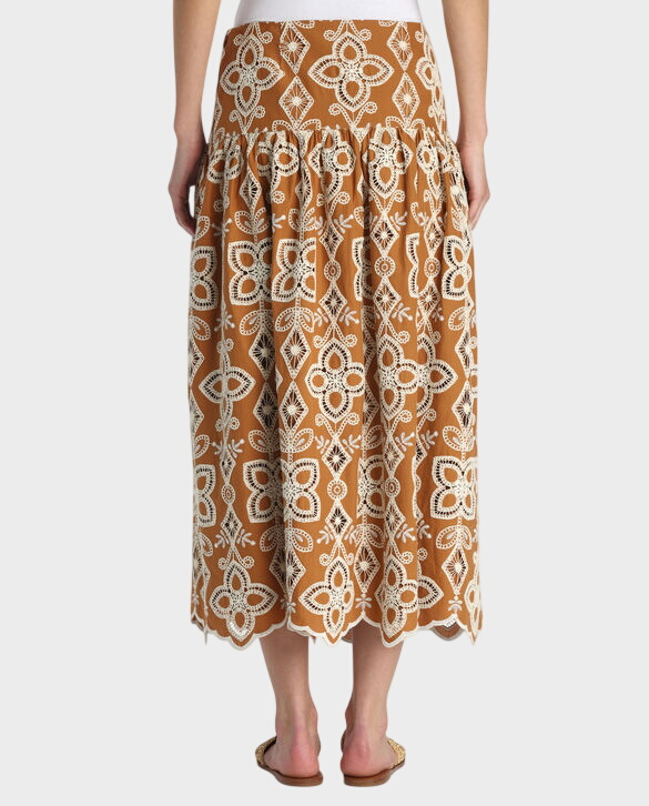 Brązowa haftowana spódnica Tabulato