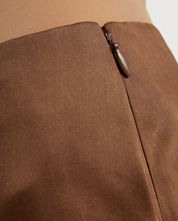 Brązowe jedwabne spodnie o prostej nogawce - Image #3