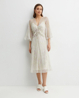 Jedwabna sukienka midi z printem - Image #0