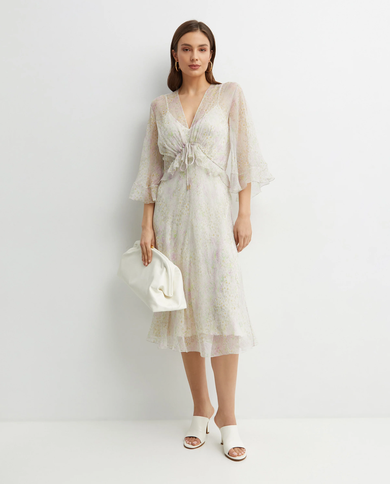 Jedwabna sukienka midi z printem