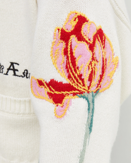 Kremowy kardigan z haftem w kwiaty - Image #4