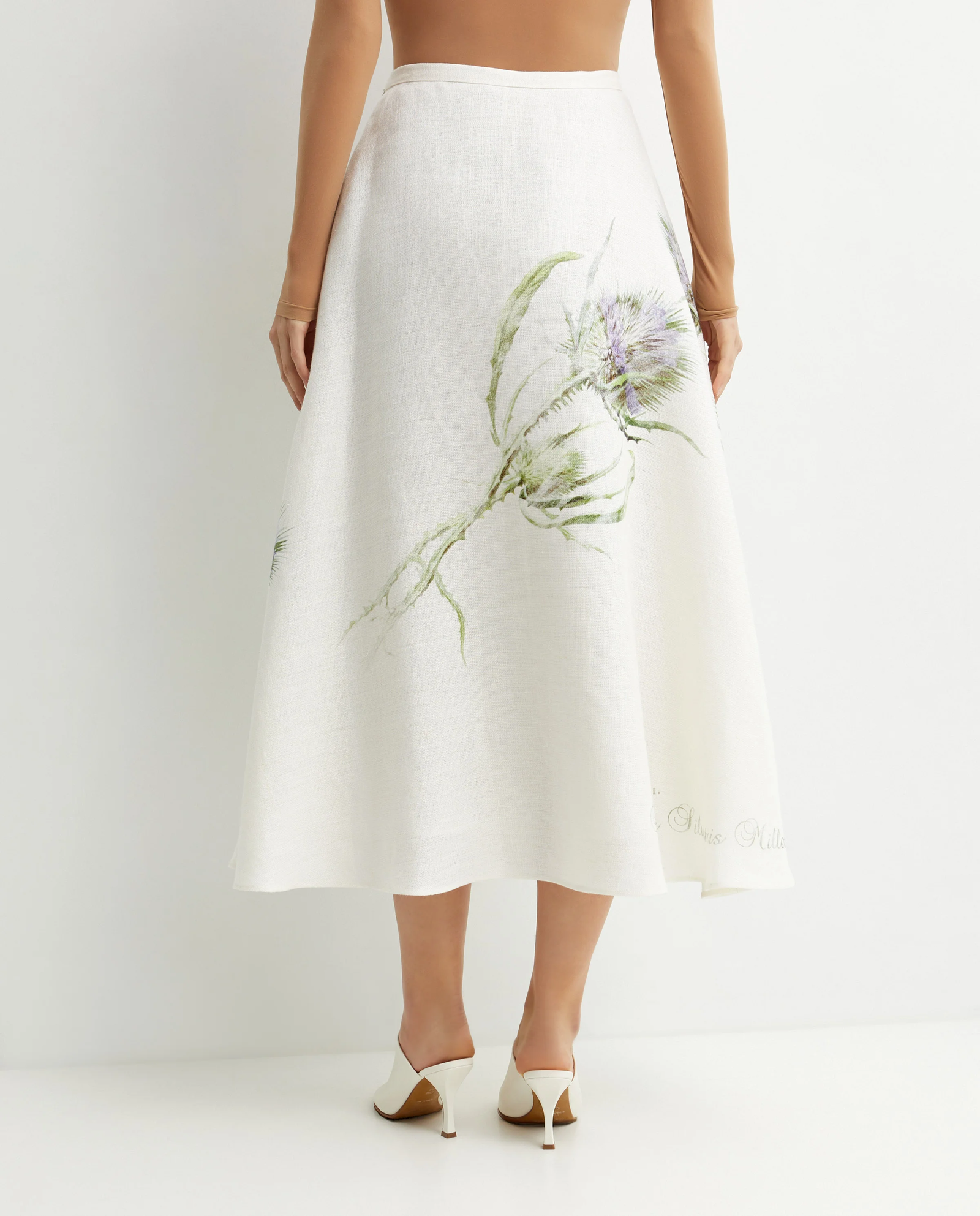 Lniana spódnica midi z kwiatowym wzorem - Image #2