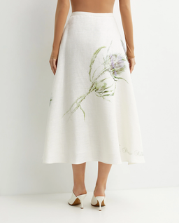 Lniana spódnica midi z kwiatowym wzorem - Image #2