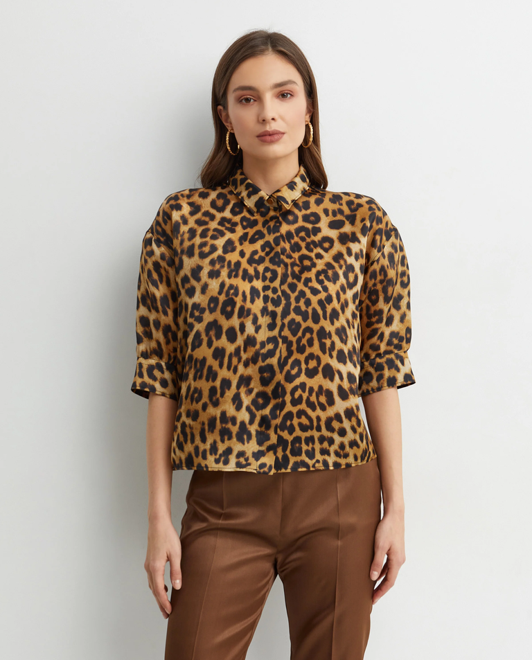 Jedwabna koszula w zwierzęcy print